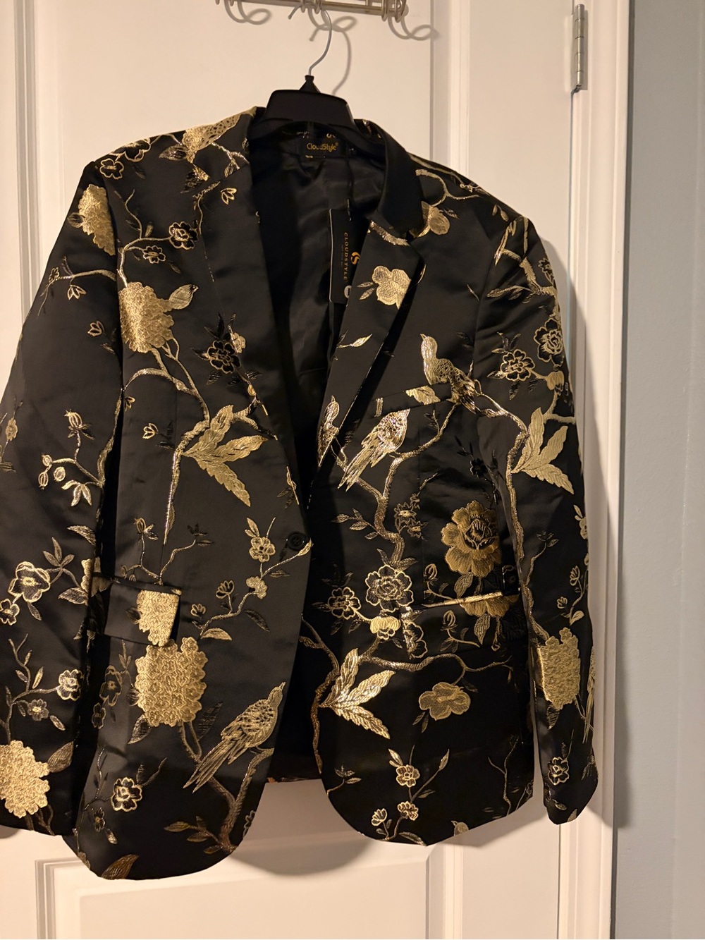 Men’s Black & Gold Floral Jacquard Blazer - Luxe Evening Jacket*BRAND NEW*
